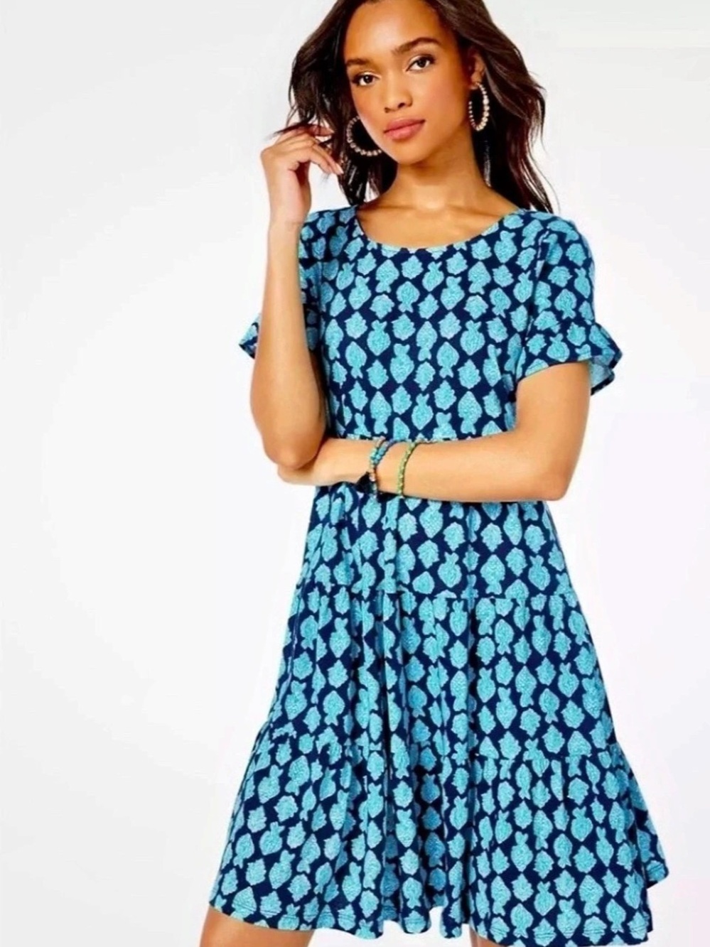 Lilly Pulitzer Jodee Swing Dress Mini in Blue & Black Size XS